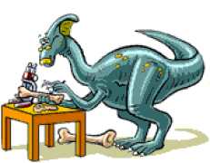 En videnskabsdinosaur studerer en gammel knogle - animation