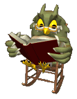 Owl reading book in a rocking chair - animation